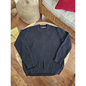 Sean John Ribbed Knit Men's Sweater Size L Black Casual Y2K